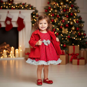Crazy 8 2T Red Peacoat with Holiday Editions 2T Red White Lace Christmas Dress